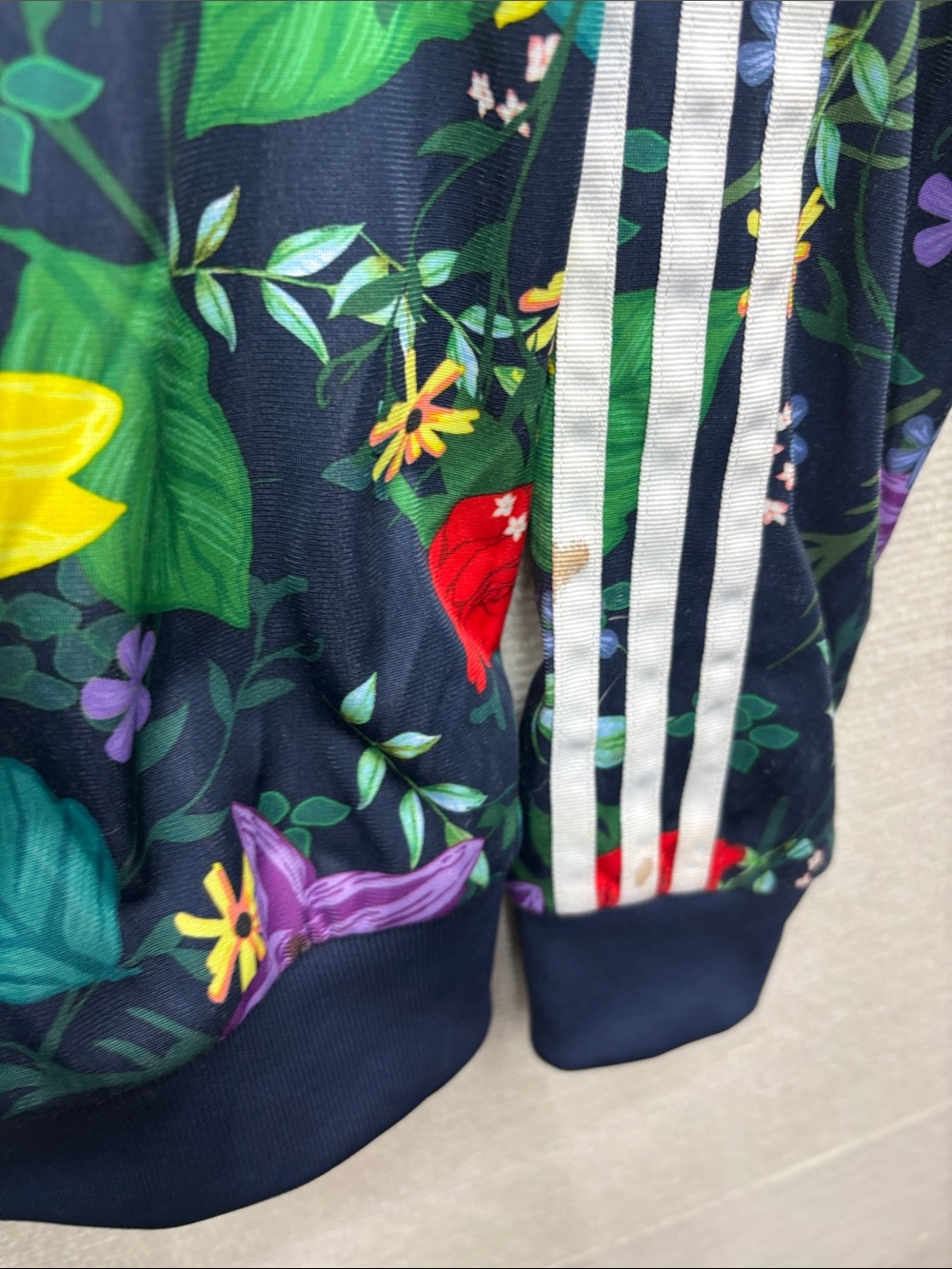 adidas Navy Floral Bomber Jacket - Picture 6 of 7